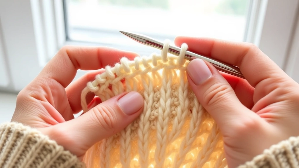 Close-up hands working bobble stitch with cream worsted yarn, aluminum hook pulling through multiple loops, natural window light, clean white background, tension visible