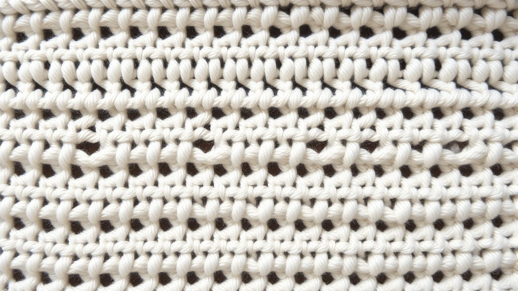 Close-up of granny stitch fabric in worsted weight cotton yarn, showing characteristic three-double-crochet clusters and chain spaces, soft natural lighting, neutral background
